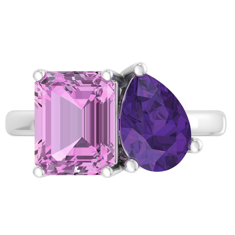 Martha Stewart 4 3/4ctw. Pink Sapphire & Amethyst Two Stone Ring In Sterling Silver image number null